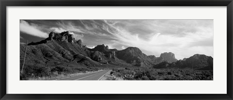 Framed Highway Passing Through A Landscape, Big Bend National Park, Texas Print