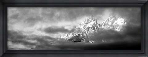 Framed Storm clouds over mountains, Cathedral Group, Teton Range, Wyoming Print