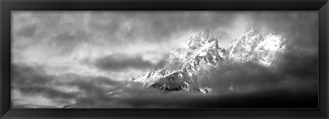 Framed Storm clouds over mountains, Cathedral Group, Teton Range, Wyoming Print