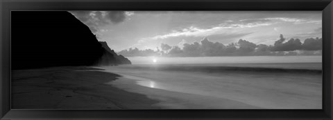 Framed Kalalau Beach Sunset, Na Pali Coast, Hawaii, Print