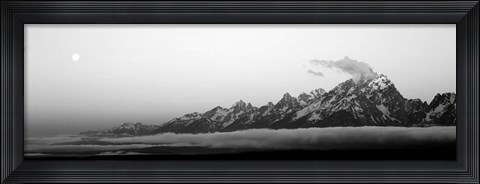 Framed Teton Range Grand Teton National Park WY BW Print