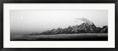 Framed Teton Range Grand Teton National Park WY BW Print