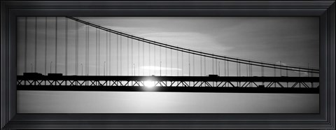 Framed Sunrise Bay Bridge San Francisco BW Print