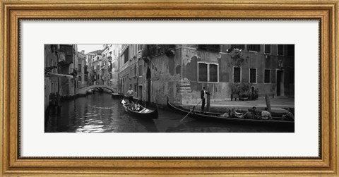 Framed Tourists in a Gondola, Venice, Italy (black &amp; white) Print