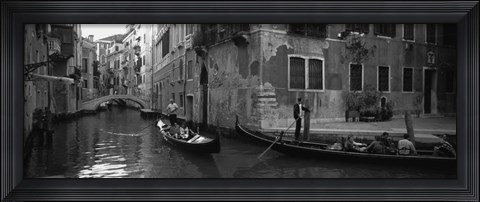 Framed Tourists in a Gondola, Venice, Italy (black &amp; white) Print