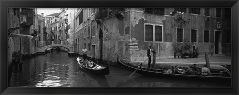 Framed Tourists in a Gondola, Venice, Italy (black &amp; white) Print