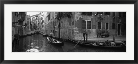 Framed Tourists in a Gondola, Venice, Italy (black &amp; white) Print