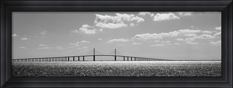Framed Bridge across a bay, Sunshine Skyway Bridge, Tampa Bay, Florida Print