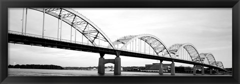 Framed Iowa, Davenport, Centennial Bridge over Mississippi River Print