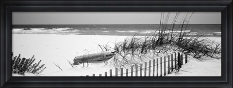 Framed Fence on the beach, Alabama, Gulf of Mexico Print
