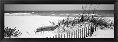 Framed Fence on the beach, Alabama, Gulf of Mexico Print