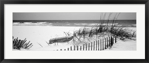 Framed Fence on the beach, Alabama, Gulf of Mexico Print