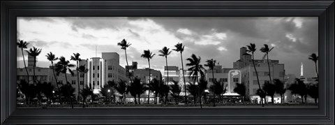 Framed Buildings Lit Up At Dusk, Ocean Drive, Miami Beach, Florida Print