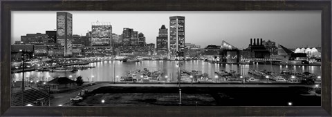 Framed Inner Harbor, Baltimore, Maryland BW Print