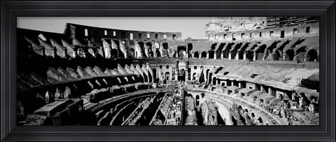 Framed High angle view of tourists in an amphitheater, Colosseum, Rome, Italy BW Print