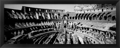 Framed High angle view of tourists in an amphitheater, Colosseum, Rome, Italy BW Print