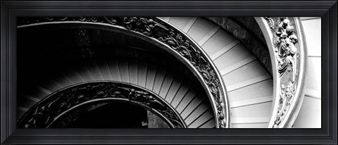 Framed Spiral Staircase, Vatican Museum, Rome, Italy BW Print