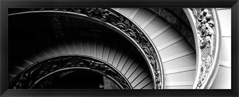 Framed Spiral Staircase, Vatican Museum, Rome, Italy BW Print