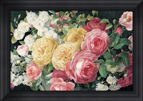 Framed Antique Roses on Black Print