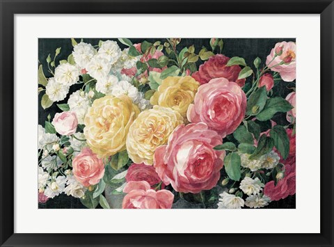 Framed Antique Roses on Black Print