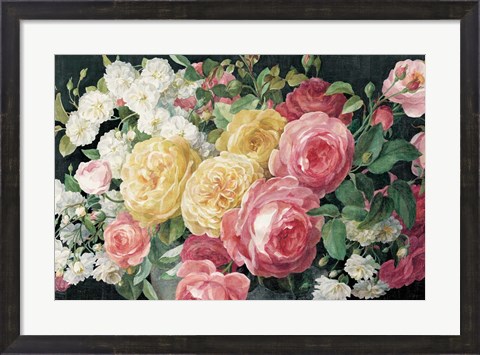 Framed Antique Roses on Black Print