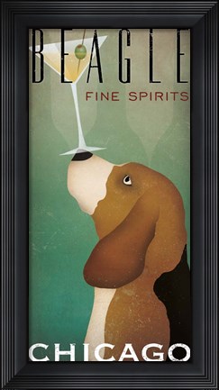 Framed Beagle Martini Print