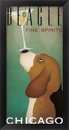 Framed Beagle Martini Print