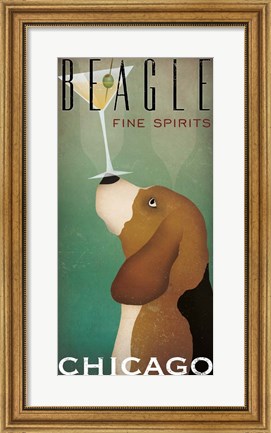 Framed Beagle Martini Print
