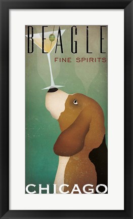 Framed Beagle Martini Print