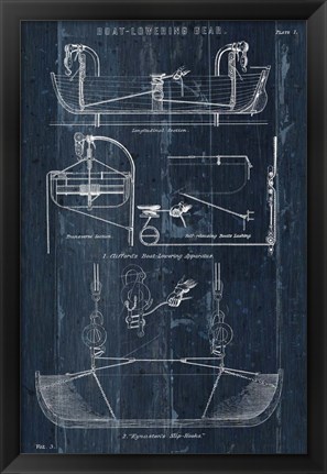 Framed Boat Launching Blueprint I Print