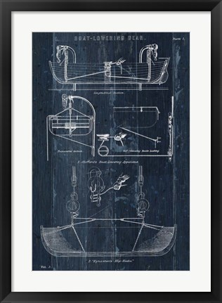 Framed Boat Launching Blueprint I Print