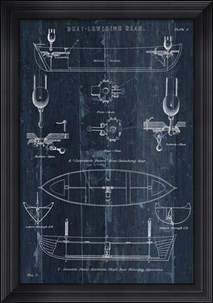 Framed Boat Launching Blueprint II Print