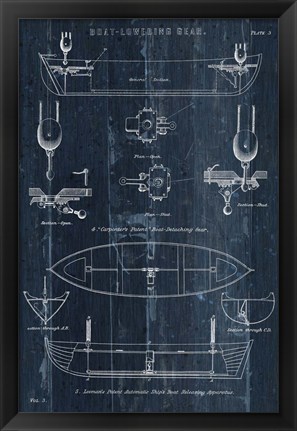 Framed Boat Launching Blueprint II Print