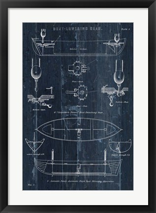 Framed Boat Launching Blueprint II Print