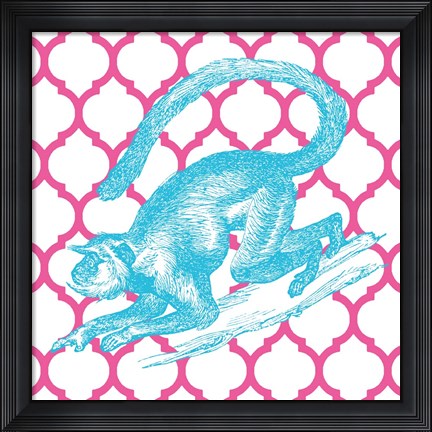 Framed Bright Menagerie Monkey Print