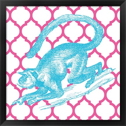 Framed Bright Menagerie Monkey Print