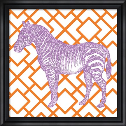 Framed Bright Menagerie Zebra Print