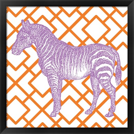 Framed Bright Menagerie Zebra Print