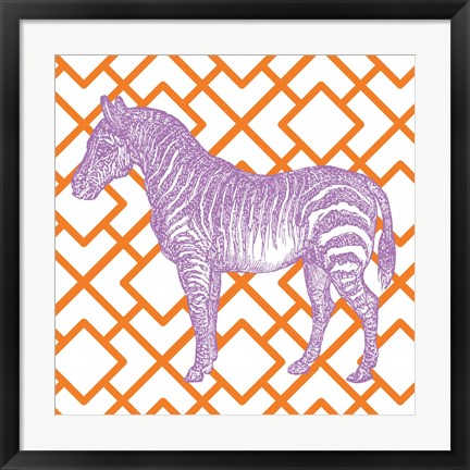 Framed Bright Menagerie Zebra Print