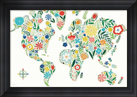 Framed Floral World White Print