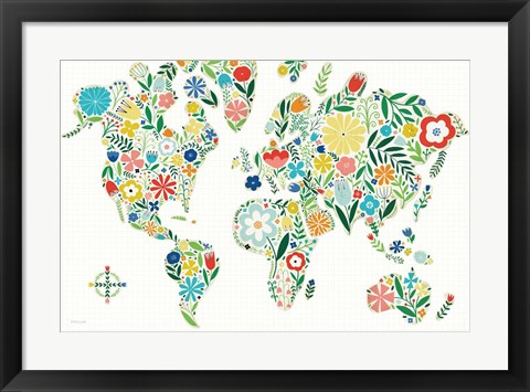 Framed Floral World White Print