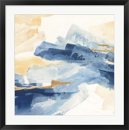 Framed Gilded Indigo I Print
