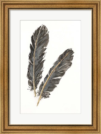 Framed Gold Feathers IV on White Print