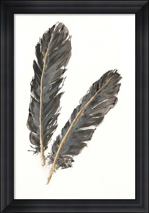 Framed Gold Feathers IV on White Print