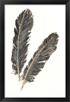 Framed Gold Feathers IV on White Print