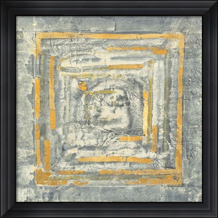 Framed Gold Tapestry I Gold and White Print