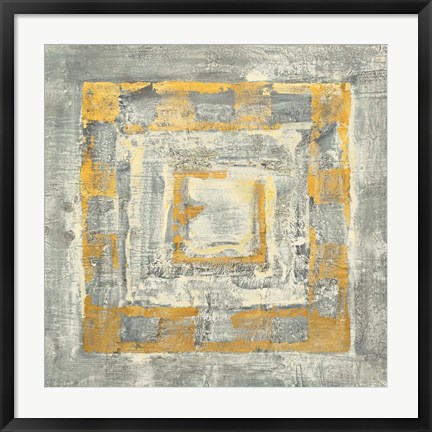 Framed Gold Tapestry II Gold and White Print