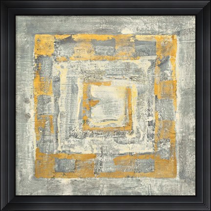 Framed Gold Tapestry II Gold and White Print