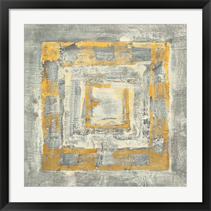 Framed Gold Tapestry II Gold and White Print