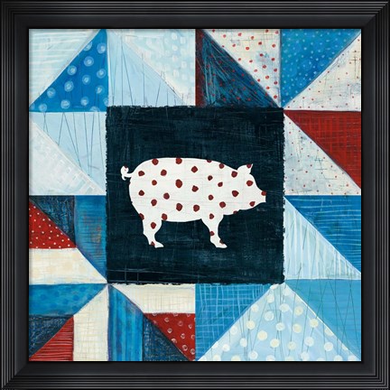 Framed Modern Americana Farm Quilt V Print